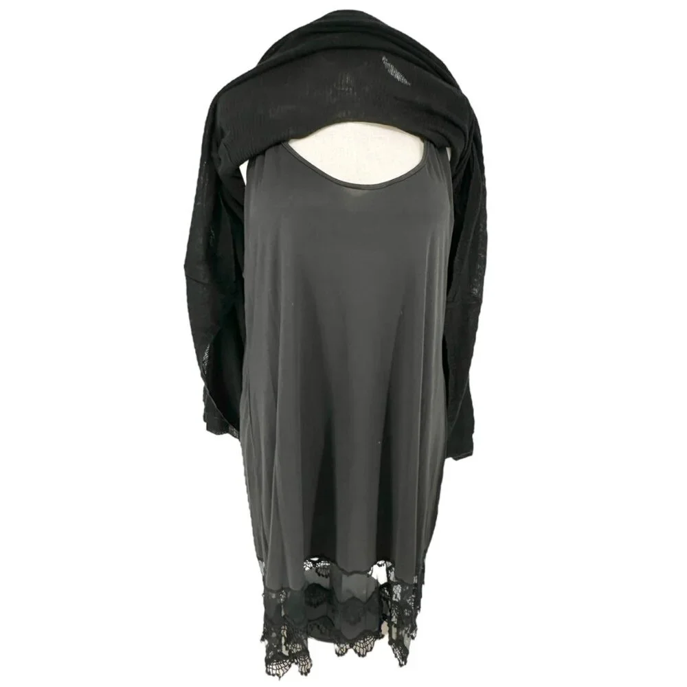 Venus Black Ribbed Knit Long Sleeve Sweater Dress 2X Flared Hem Lightweight NWT - Picture 8 of 16